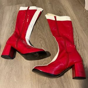 Red and White GoGo Boots